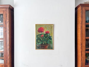 Swedish Oil On Board, Lisa's Pelargoniums, Signed