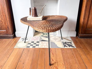 Mid Century Wicker Coffee Table / Side Table