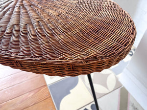 Mid Century Wicker Coffee Table / Side Table