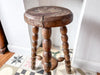 Tall Rustic French Vintage Stool With Chunky Bobbin Legs