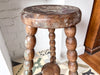 Tall Rustic French Vintage Stool With Chunky Bobbin Legs