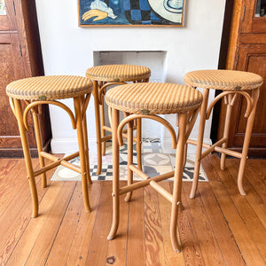 A Pair Of Lloyd Loom Bentwood Bar Stools With Wicker Seats