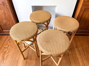A Pair Of Lloyd Loom Bentwood Bar Stools With Wicker Seats