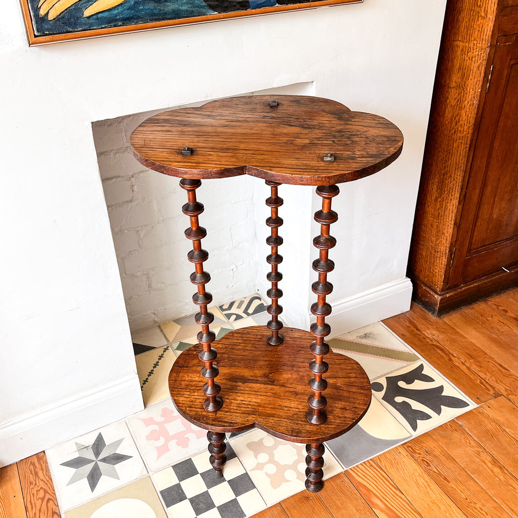 French Antique Side Table With Spindle Supports