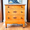 Early 20th Century Marble Top Birch Veneer Swedish Dresser Encrusted With Mother Of Pearl
