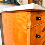 Load image into Gallery viewer, Early 20th Century Marble Top Birch Veneer Swedish Dresser Encrusted With Mother Of Pearl
