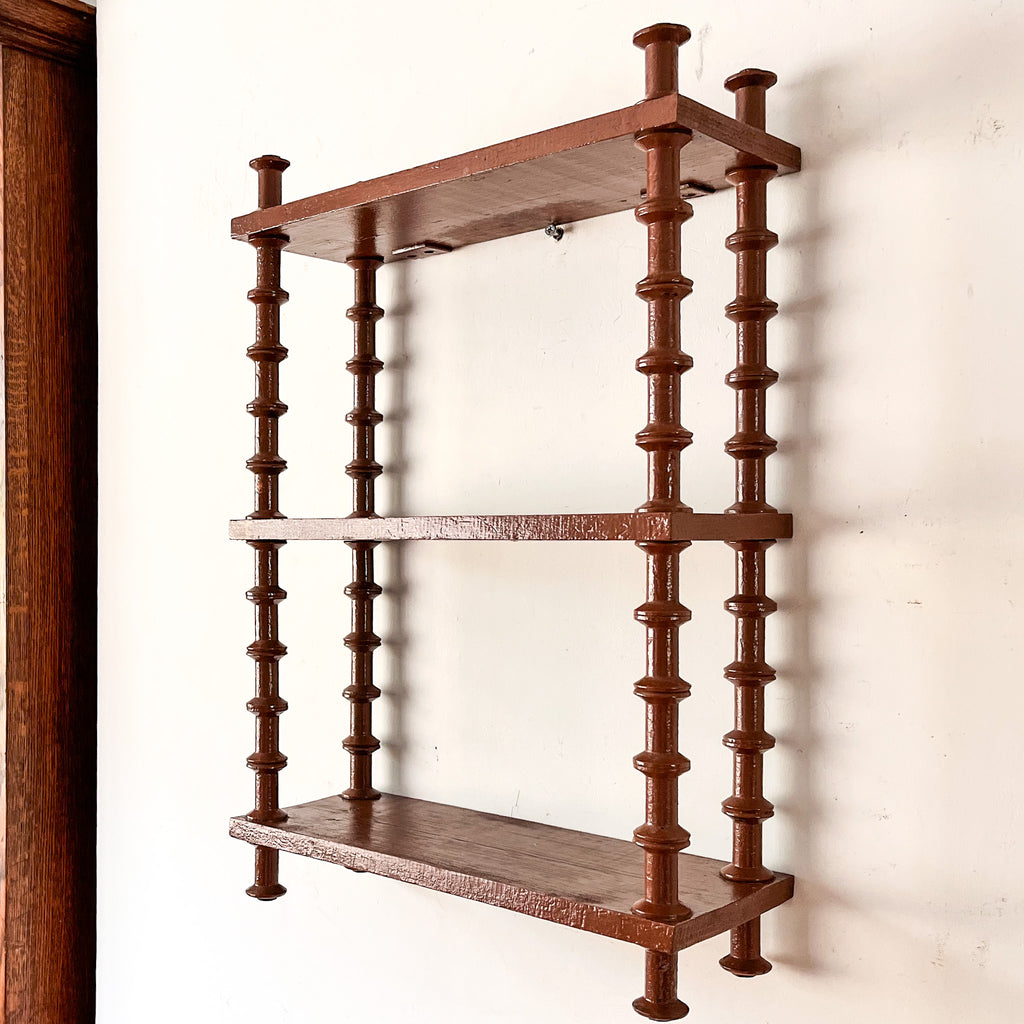 French Vintage Painted Shelf With Spindle Supports