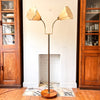 RESERVED - Mid Century Swedish Brass Floor Lamp With Two Fabric Shades