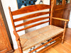 Antique Beech Rail Back Bench With Rush Seat