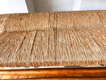 Load image into Gallery viewer, Antique Beech Rail Back Bench With Rush Seat
