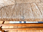 Load image into Gallery viewer, Antique Beech Rail Back Bench With Rush Seat
