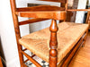 Antique Beech Rail Back Bench With Rush Seat