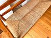 Antique Beech Rail Back Bench With Rush Seat