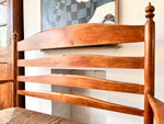 Load image into Gallery viewer, Antique Beech Rail Back Bench With Rush Seat

