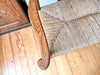 Antique Beech Rail Back Bench With Rush Seat