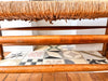 Antique Beech Rail Back Bench With Rush Seat