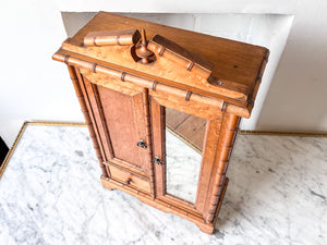 Miniature French Antique Faux Bamboo Mirrored Armoire