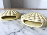 Load image into Gallery viewer, Pair Of Vintage Ceramic Gilt Shell Wall Pockets
