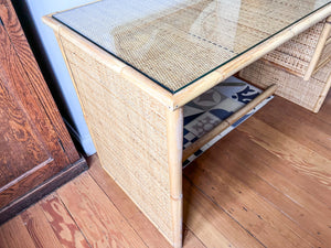 Vintage Wicker And Bamboo Dal Vera Desk