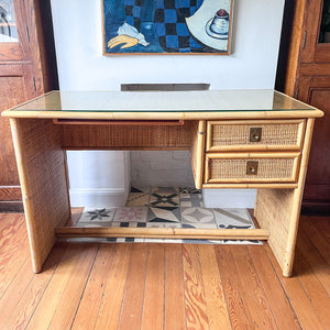 Vintage Wicker And Bamboo Dal Vera Desk