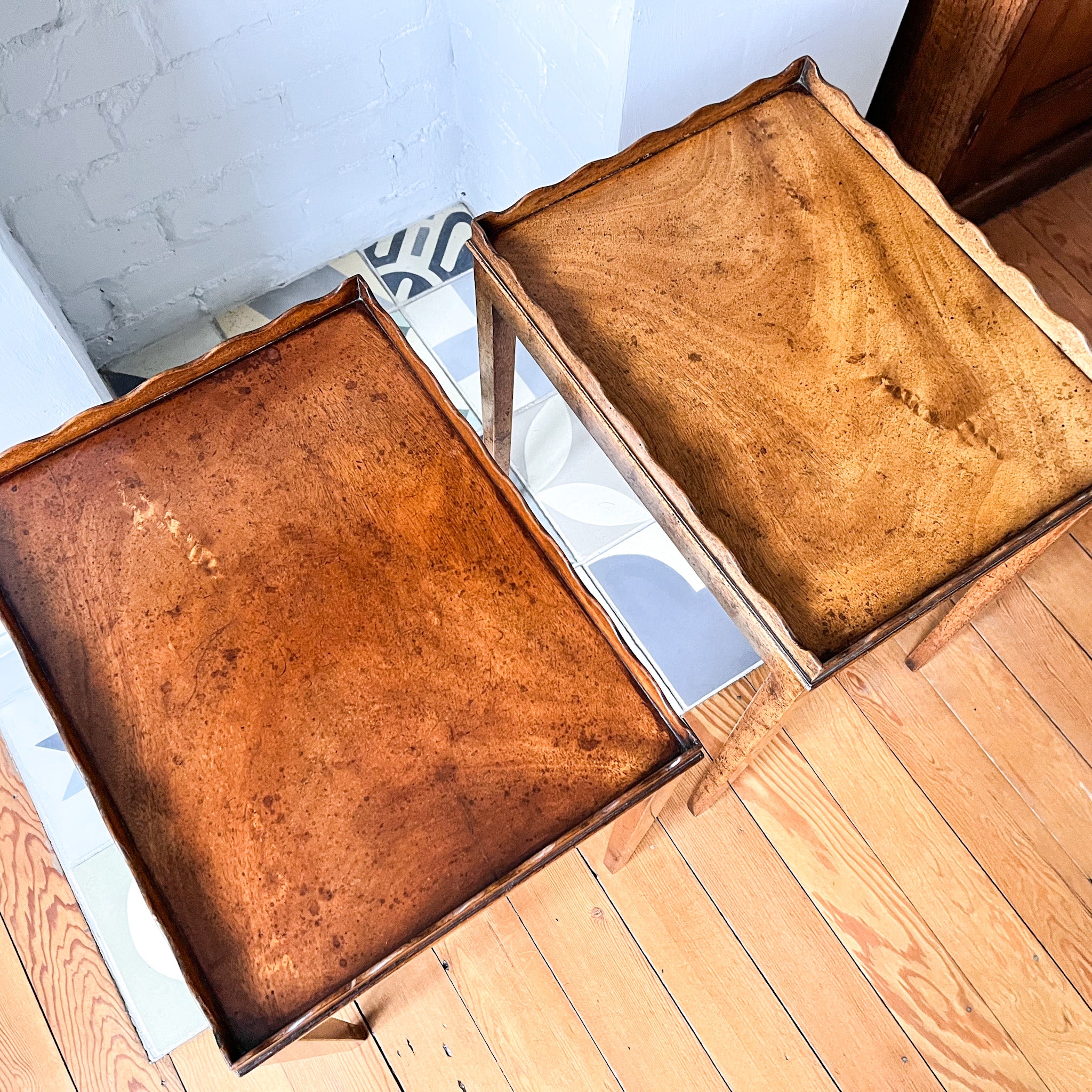 Pair Of Vintage Scalloped Side Tables