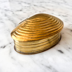Vintage Brass Miniature Clam Shell Trinket Box