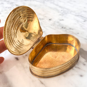 Vintage Brass Miniature Clam Shell Trinket Box