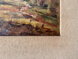 Italian Impressionist Oil On Board Painting, Ochre