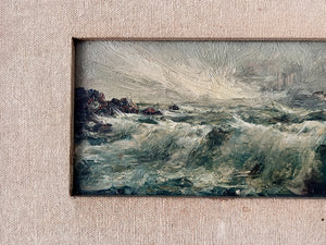 Italian Impressionist Oil On Board Painting, Blue