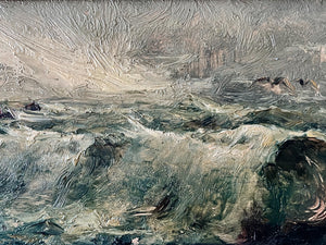 Italian Impressionist Oil On Board Painting, Blue