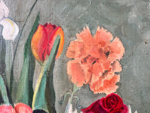 Oil On Board Floral Painting