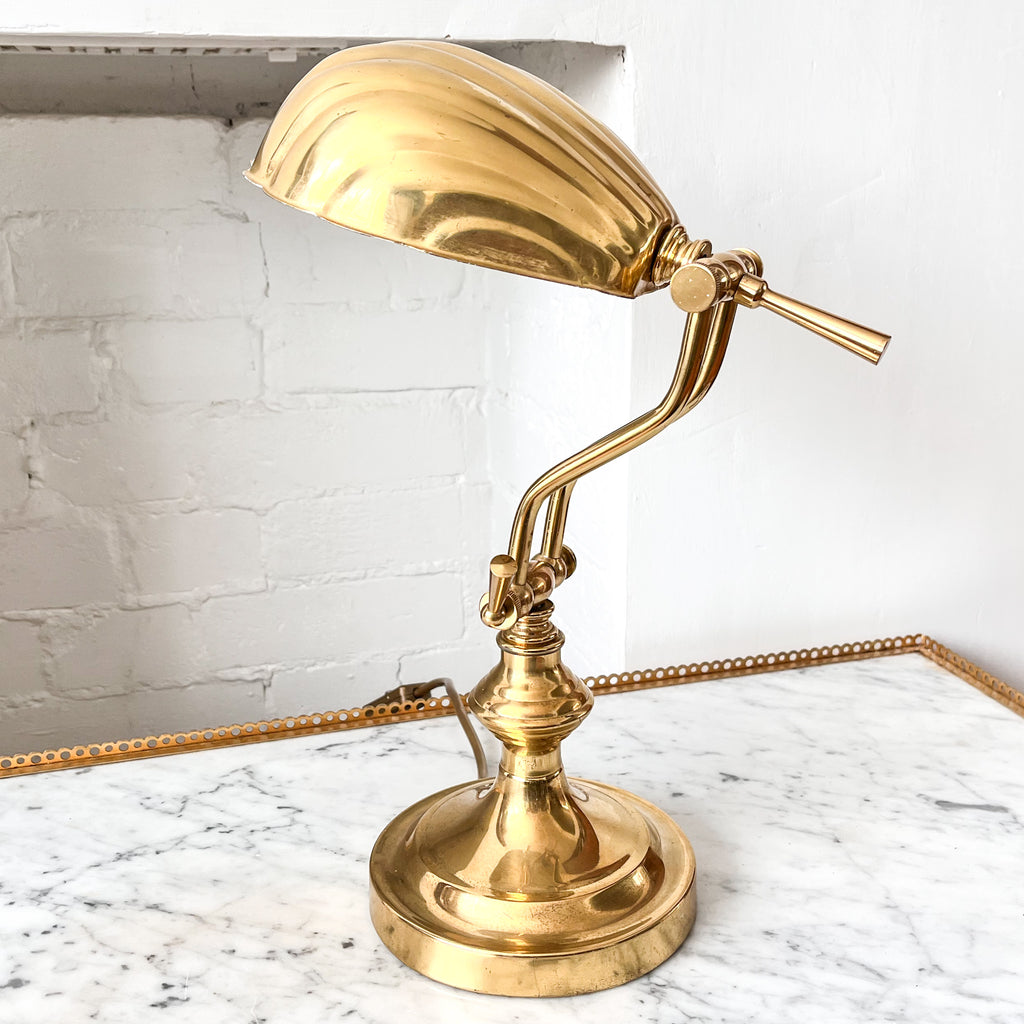Vintage Brass Scalloped Table Lamp