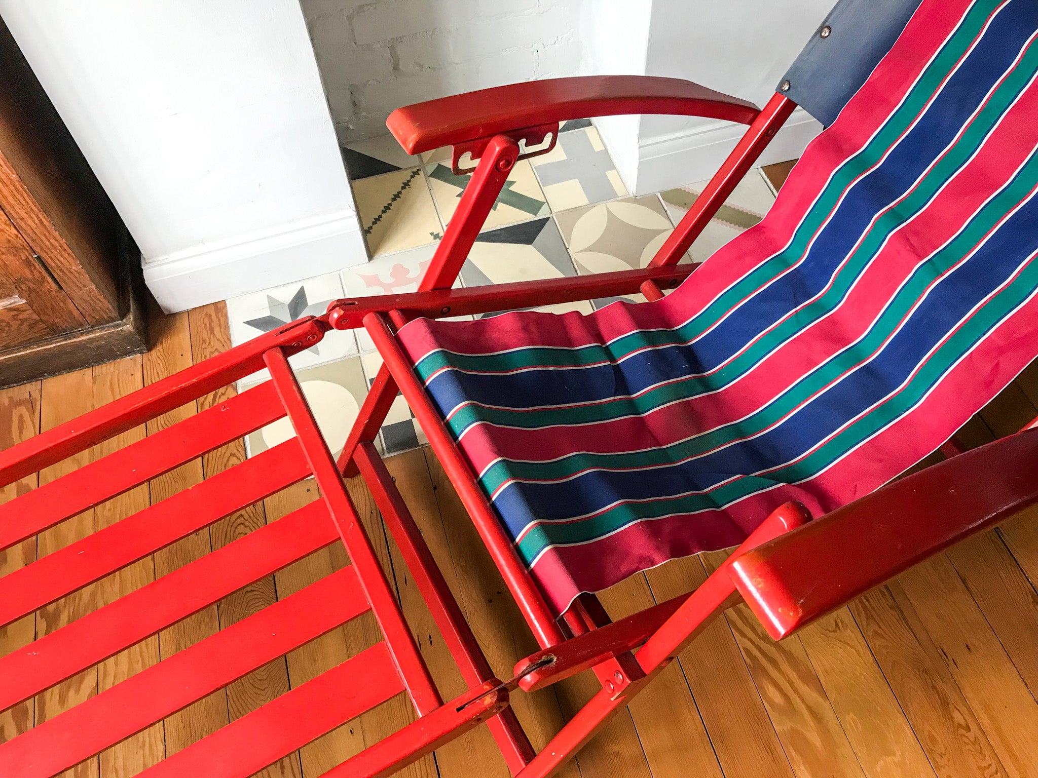 Mid Century German Folding Deck Chair / Chaise Longue